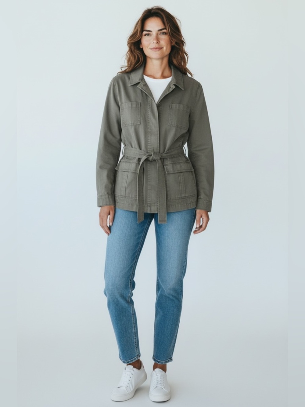 Old Navy Tie Waist Utility Jacket Gray Size XL